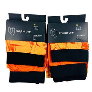 Original Use Boxer Briefs Orange & Black Tropical Print Mens Sz S 2ct ea (2-Pk)